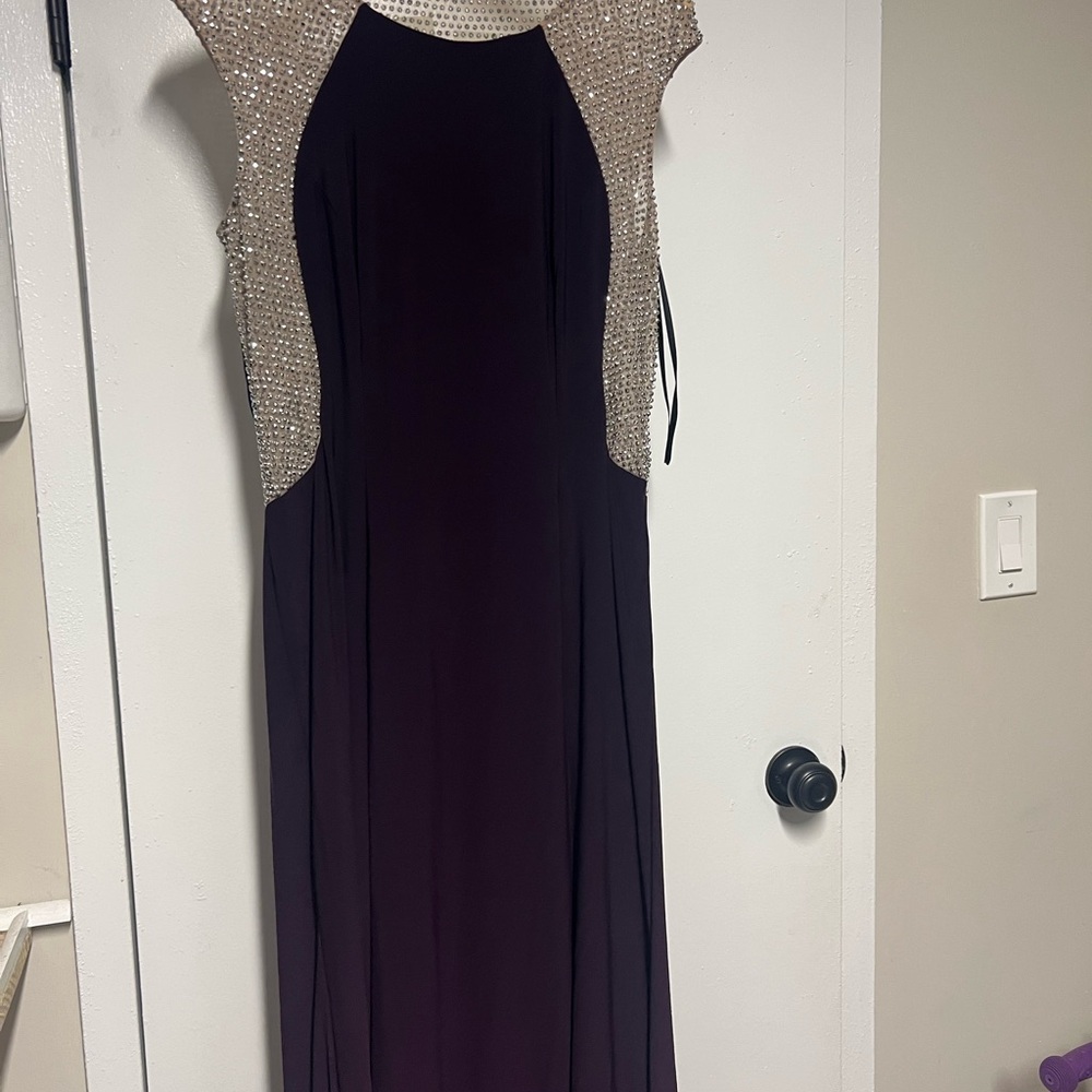 Xscape Purple and Gold Maxi Dress
